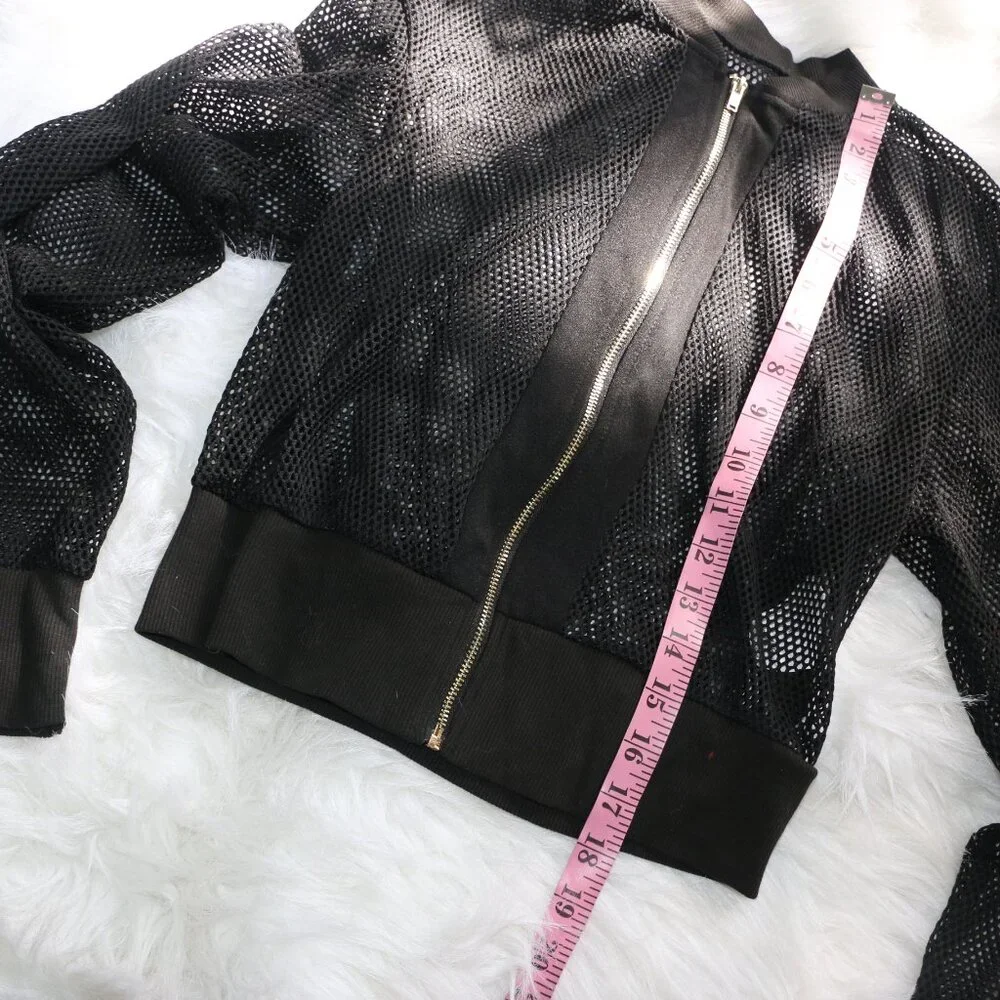 SHEIN Essence Zip-Up Mesh Bomber Jacket – Black 🖤 - Picture 5 of 6